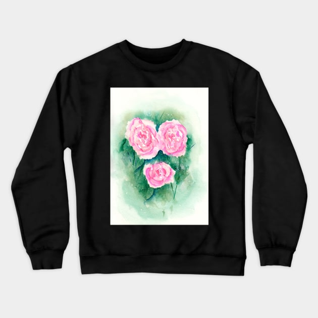 Loose Roses 1 - Pink Roses Crewneck Sweatshirt by ConniSchaf